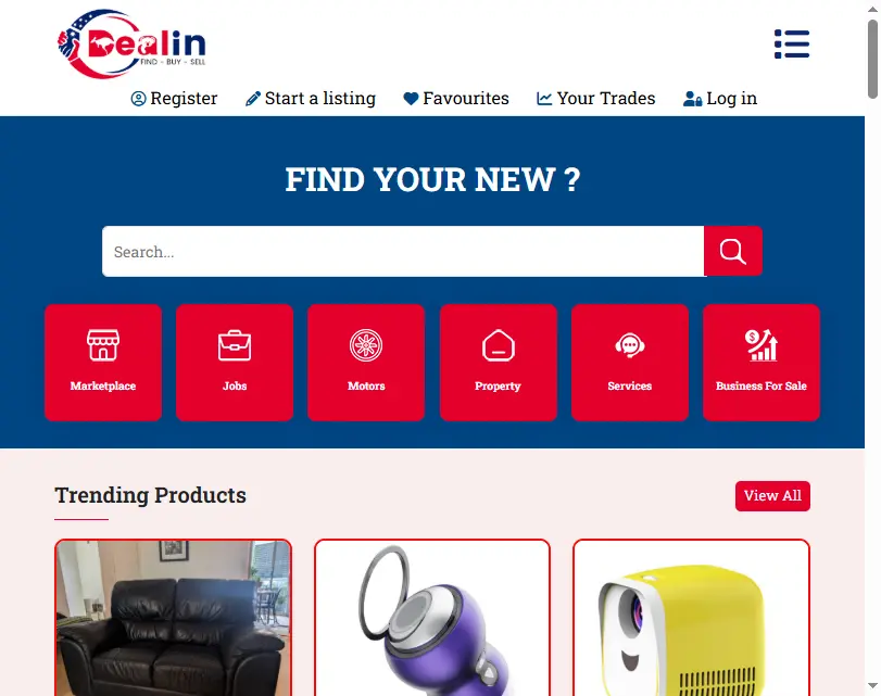 Dealin.com.au homepage interface designed by Eaglemount Technologies